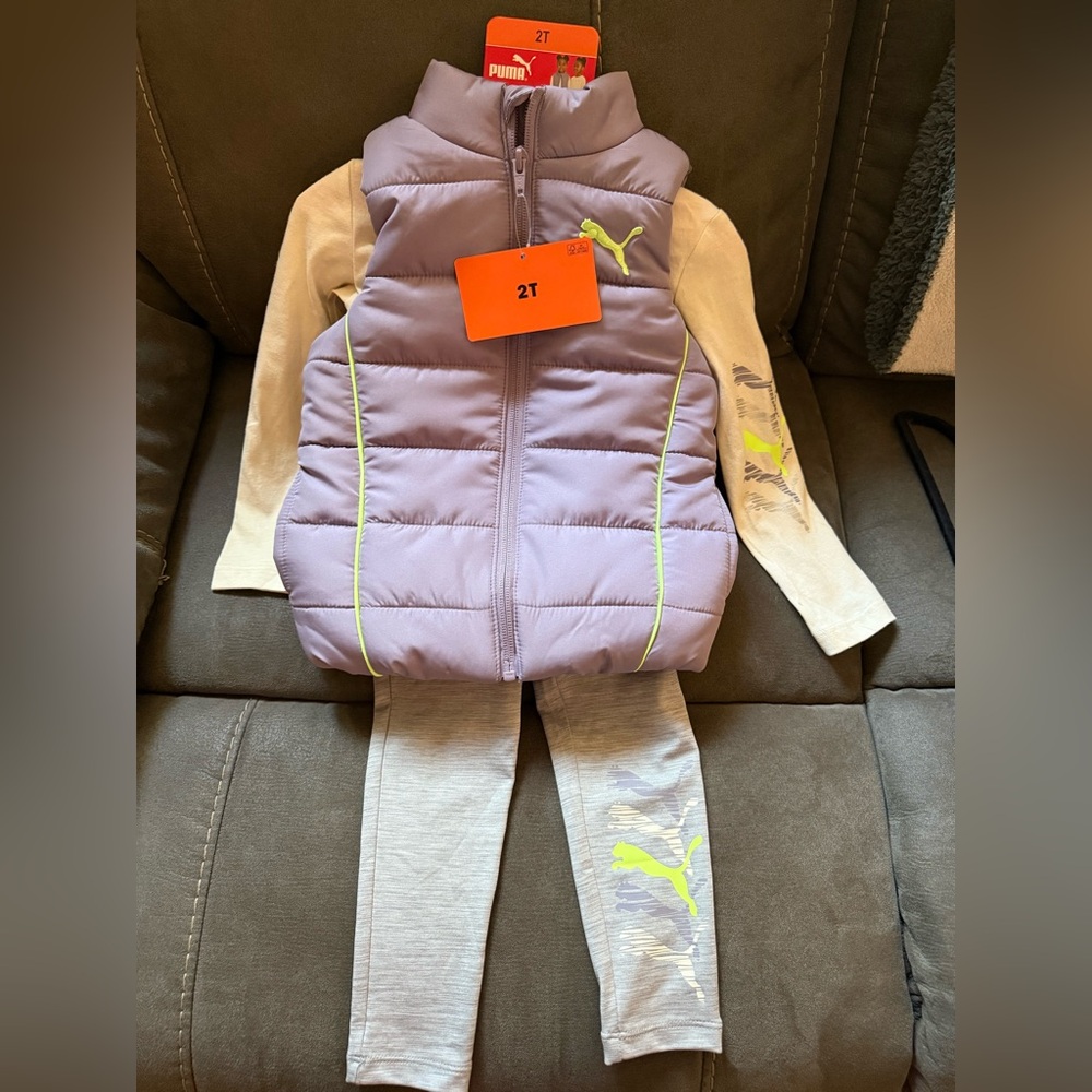 Puma Kids Gray Puffer Vest Set